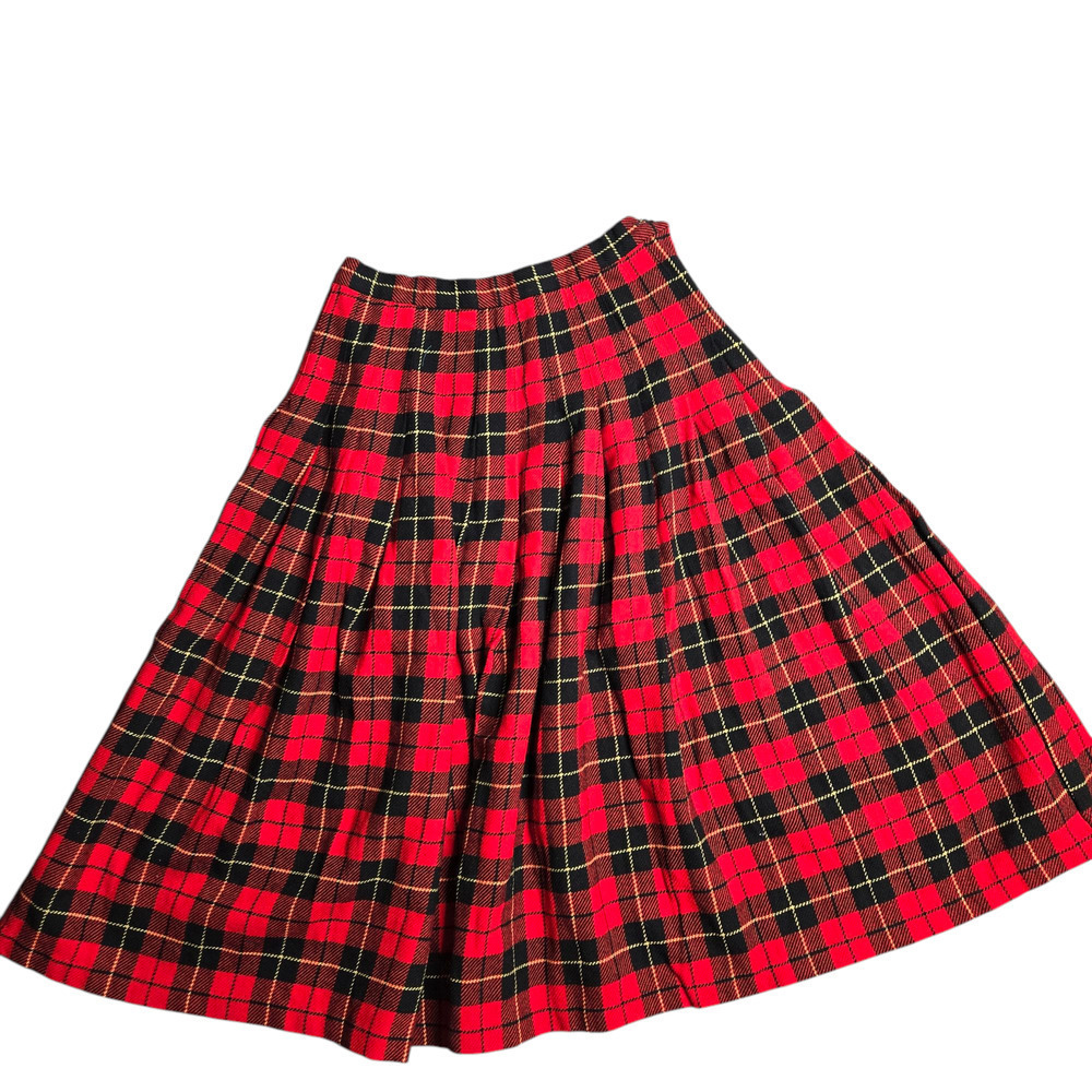 Pendleton Vintage Red Plaid Midi‎ Wool Skirt Size: 8